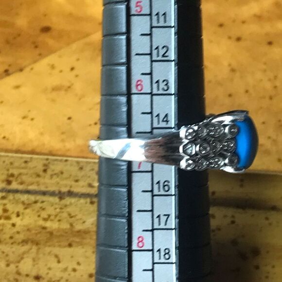 Natural Ceruleite Sterling Silver Ring Size 6.75 - Picture 7 of 8